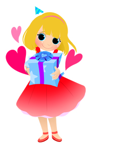 Birthday Girl with Gift clip art