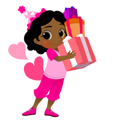 Birthday Girl with Gifts clip art