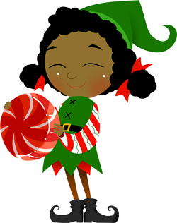 Elf with Round Candy clip art