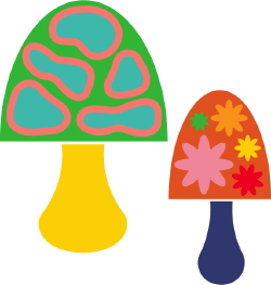 Colorful Mushrooms clip art