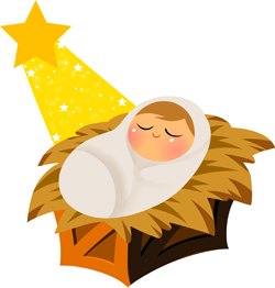Baby Jesus with Yellow Star clip art