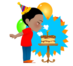Birthday Boy with Cake and Candle clip art