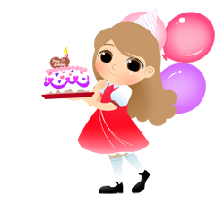 Birthday Girl with Cake and Candle clip art