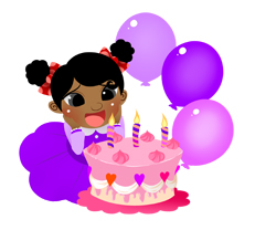 Birthday Girl with Cake and Candles clip art