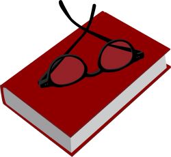 Red Book with Glasses clip art