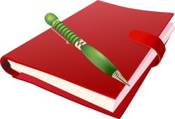 Red Book with Pen clip art