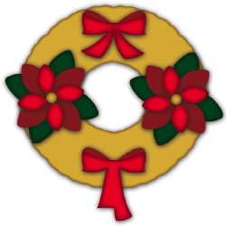 Christmas Wreath Poinsettias clip art
