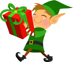 Elf with Gift clip art