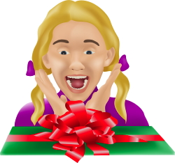 Girl With Present clip art