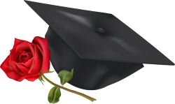 Graduation Mortarboard with Rose clip art
