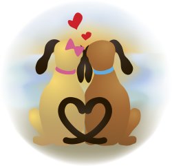 Dogs and Hearts clip art