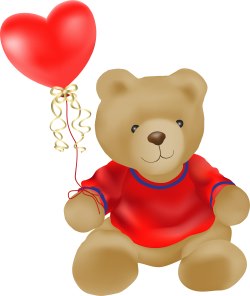 Teddy Bear with Heart-Shaped Balloon clip art