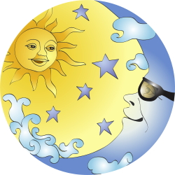Sun And Moon With Glasses clip art