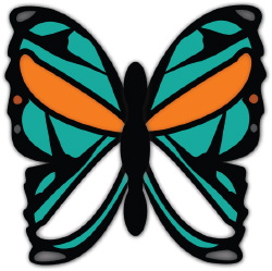 Wild Blue And Orange Butterfly clip art